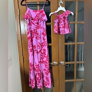 Old Navy Pink and Red Mommy and Me Floral Dress Set